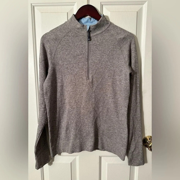 EUC SOUTHERN TIDE Ladies Large Gray 1/4 Zip Stretchy Pullover Thumbholes CLEAN - Picture 1 of 9